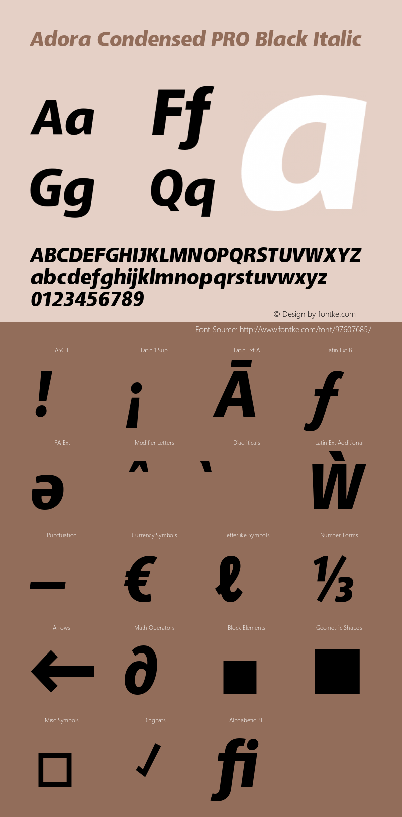 Adora Condensed PRO Black Italic Version 2.015 | web-TT Font Sample