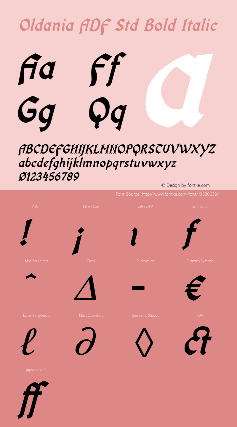 Oldania ADF Std Bold Italic Version 2.005;PS 1.005;hotconv 1.0.57;makeotf.lib2.0.21895 Font Sample