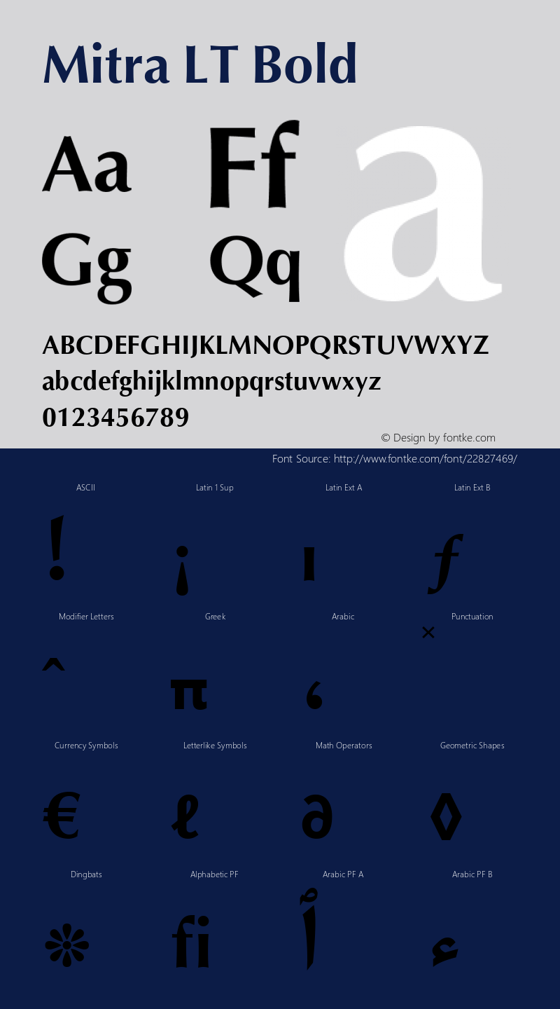 Mitra LT Bold Version 1.10 Build 106 Font Sample