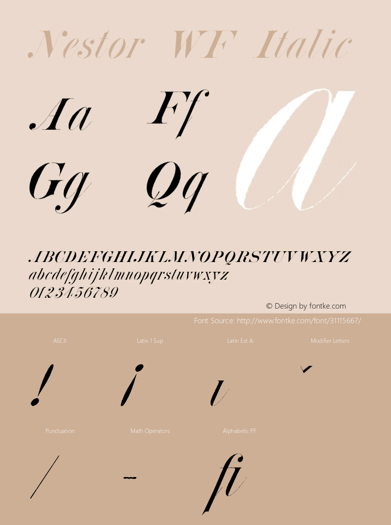 Nestor WF Italic Version 1.000 Font Sample