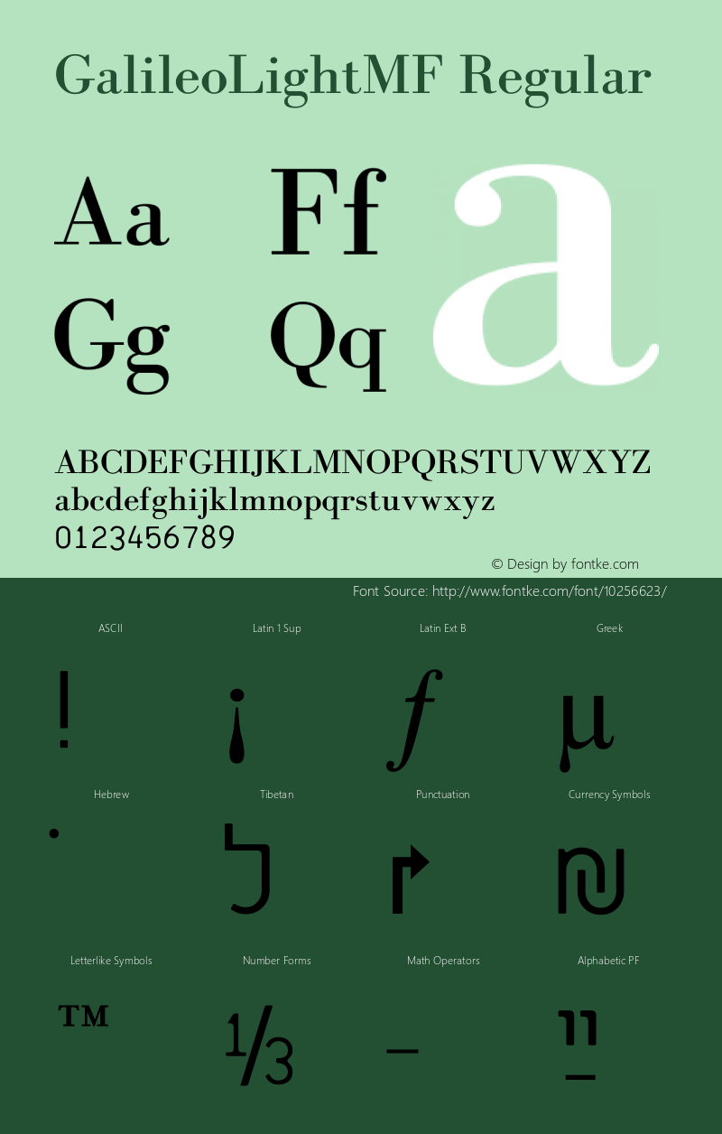 GalileoLightMF Regular 2/11/2003 Font Sample