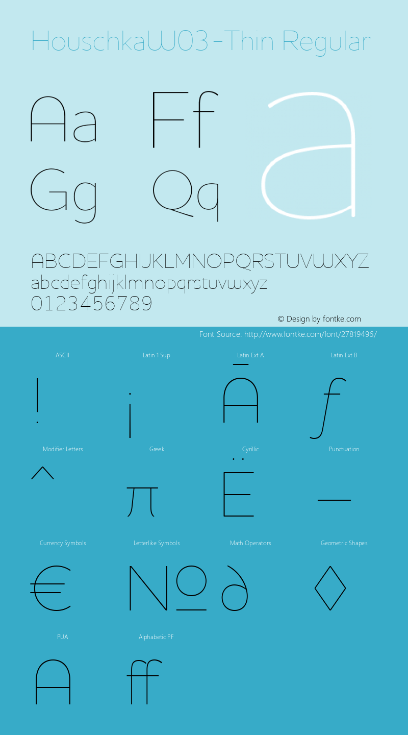 Houschka W03 Thin Version 1.00 Font Sample