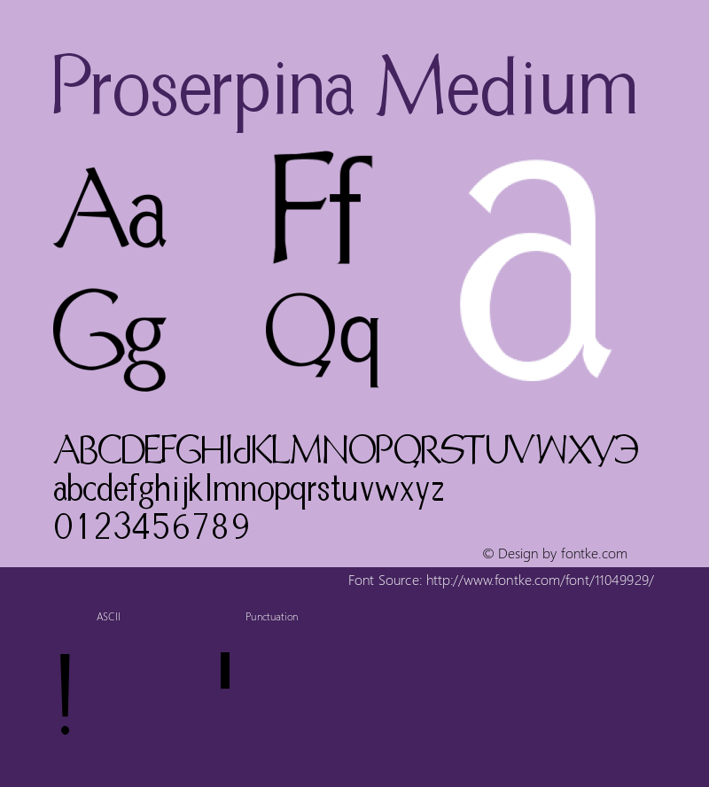 Proserpina Medium Version 001.000 Font Sample