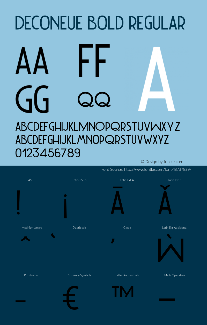 DecoNeue Bold Regular Version 2.030 Font Sample