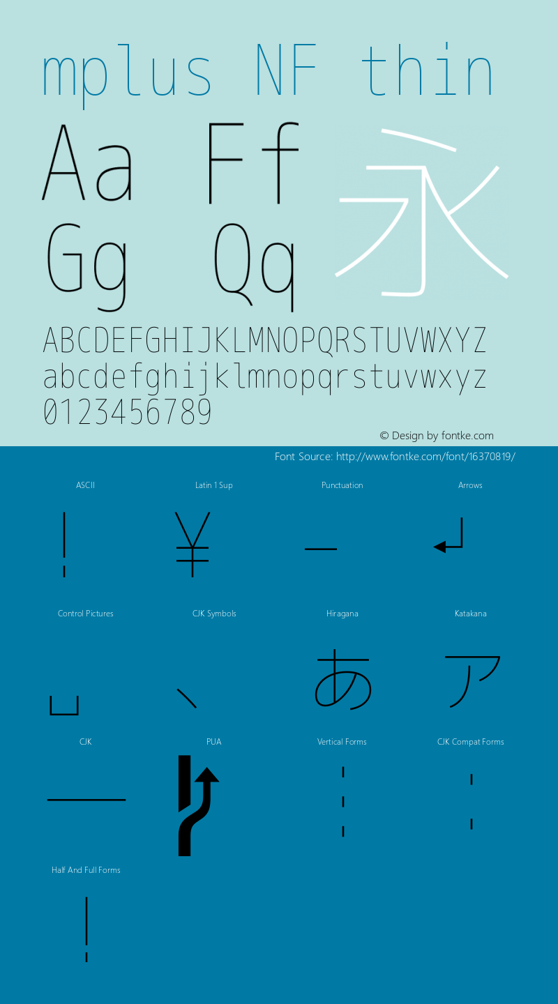 mplus NF thin Version 1.018;Nerd Fonts 0.7 Font Sample