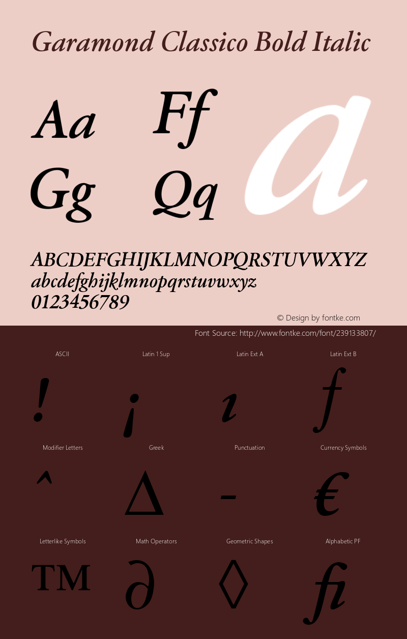 Garamond Classico Bold Italic Version 1.10图片样张