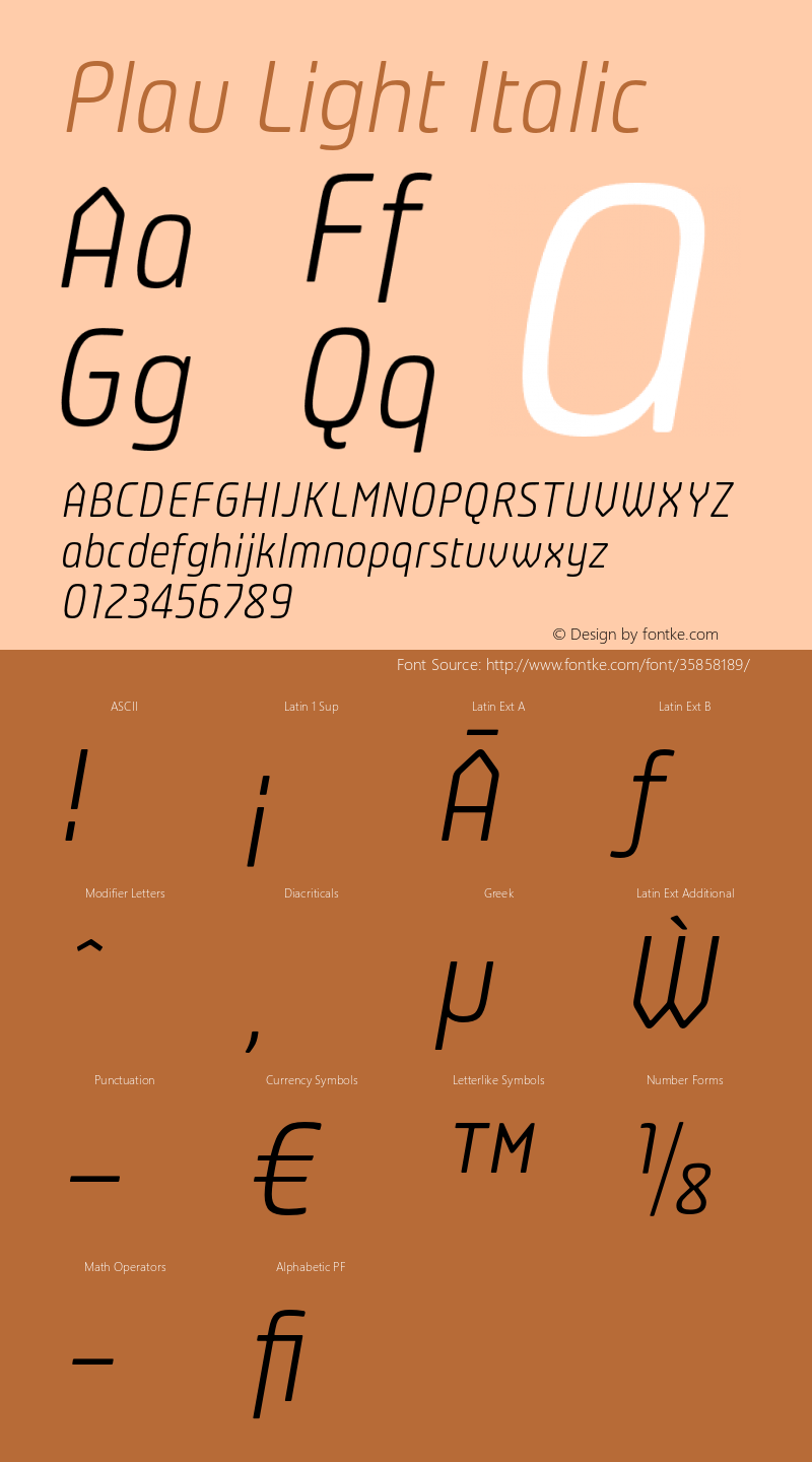 Plau-LightItalic Version 2.001;PS 002.001;hotconv 1.0.70;makeotf.lib2.5.58329;com.myfonts.easy.niramekko.plau-italics.light.wfkit2.version.46ey Font Sample