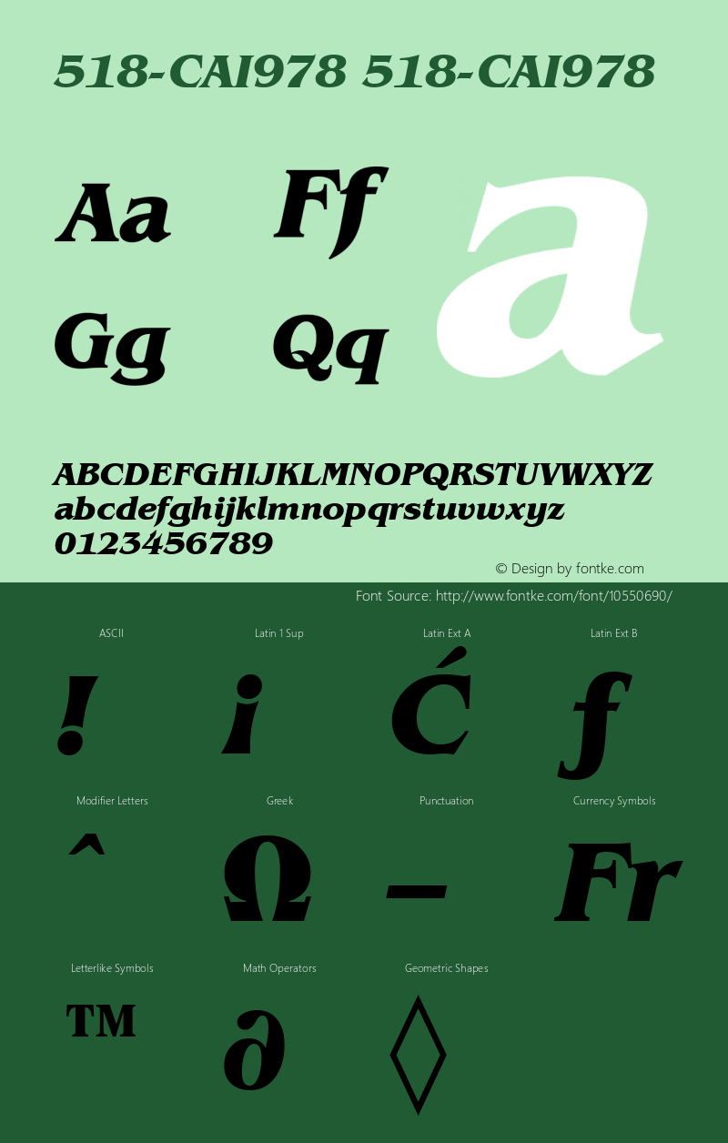 518-CAI978 518-CAI978 Version 3.0 Font Sample