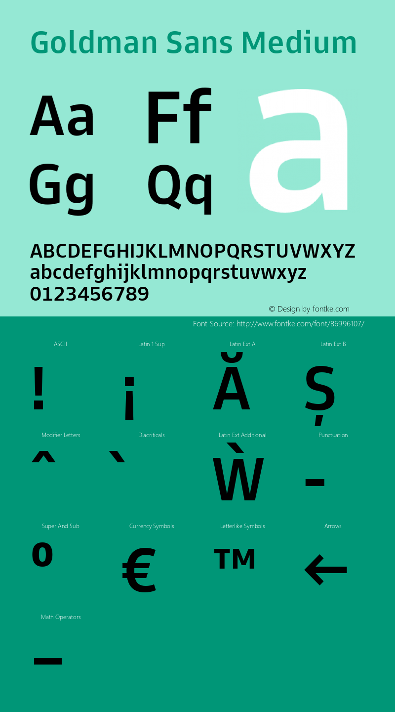 Goldman Sans Medium Version 1.100 Font Sample