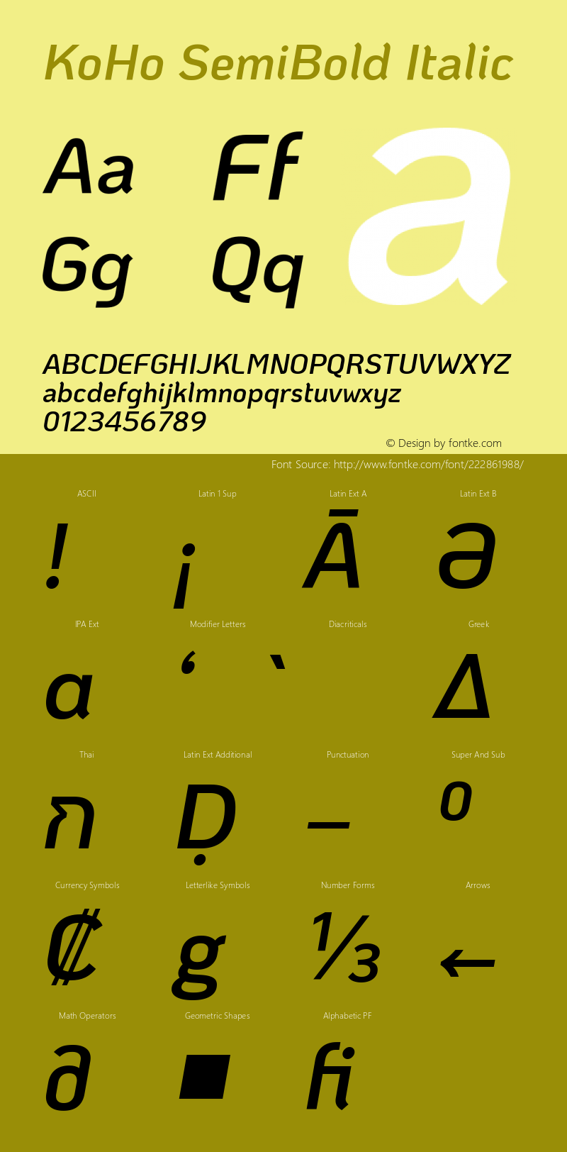 KoHo SemiBold Italic Version 1.000; ttfautohint (v1.6)图片样张