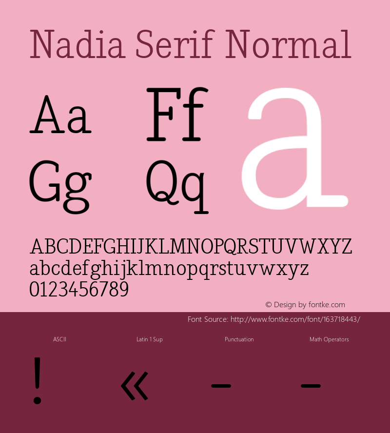 Nadia Serif Normal Macromedia Fontographer 4.1.3 09.07.2002 Font Sample