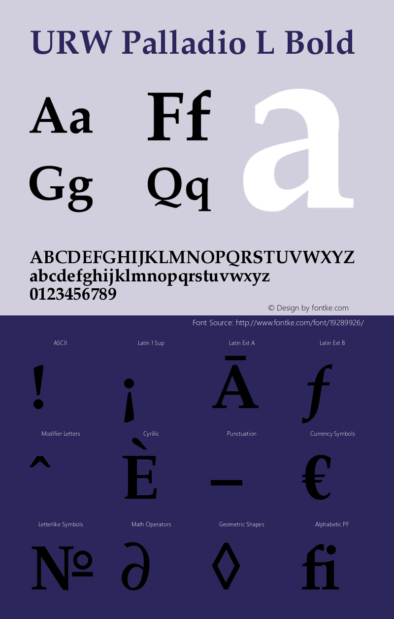 URW Palladio L Bold Version 1.06 Font Sample