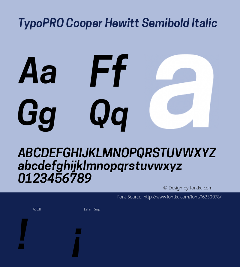 TypoPRO Cooper Hewitt Semibold Italic 1.000 Font Sample