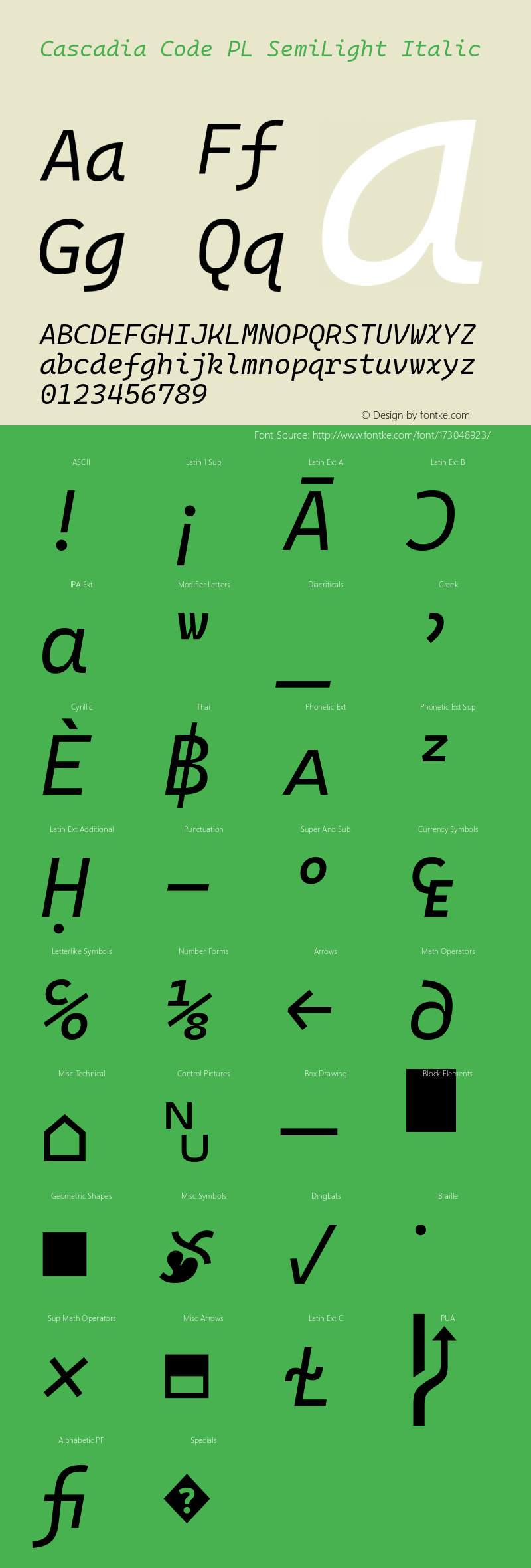 Cascadia Code PL SemiLight Italic Version 2106.017图片样张