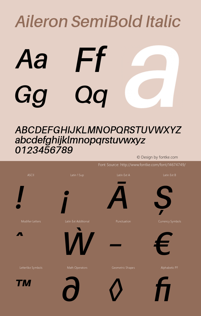 Aileron SemiBold Italic Version 1.102;PS 001.102;hotconv 1.0.70;makeotf.lib2.5.58329 Font Sample