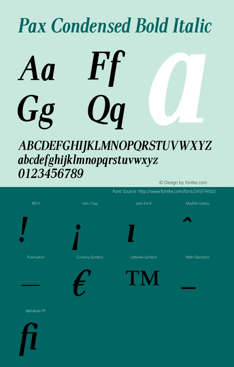 Pax Condensed Bold Italic Version 1.00图片样张