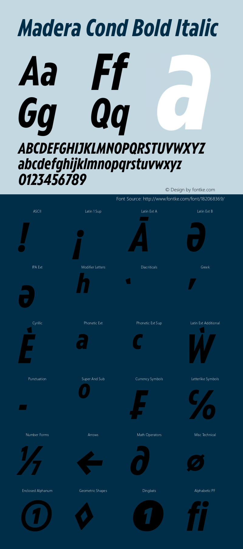 Madera Cond Bold Italic Version 2.01图片样张