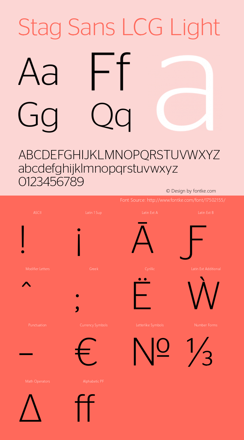Stag Sans LCG Light Version 1.200; 2016 Latin, Cyrillic and Greek Font Sample