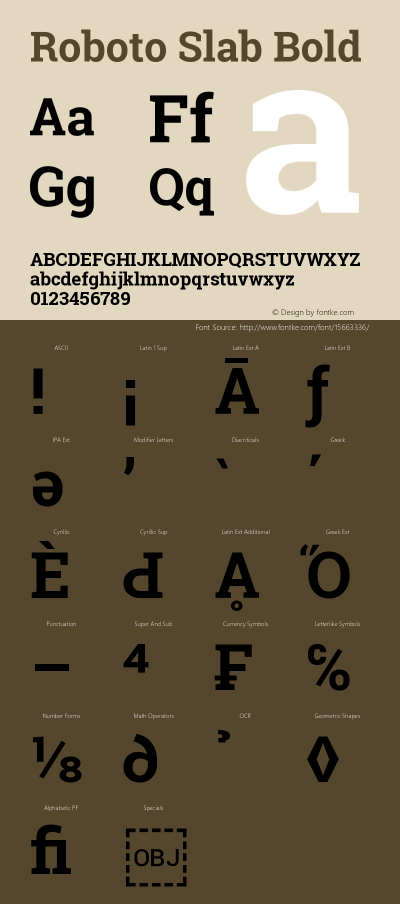 Roboto Slab Bold Version 1.100263; 2013; ttfa Font Sample