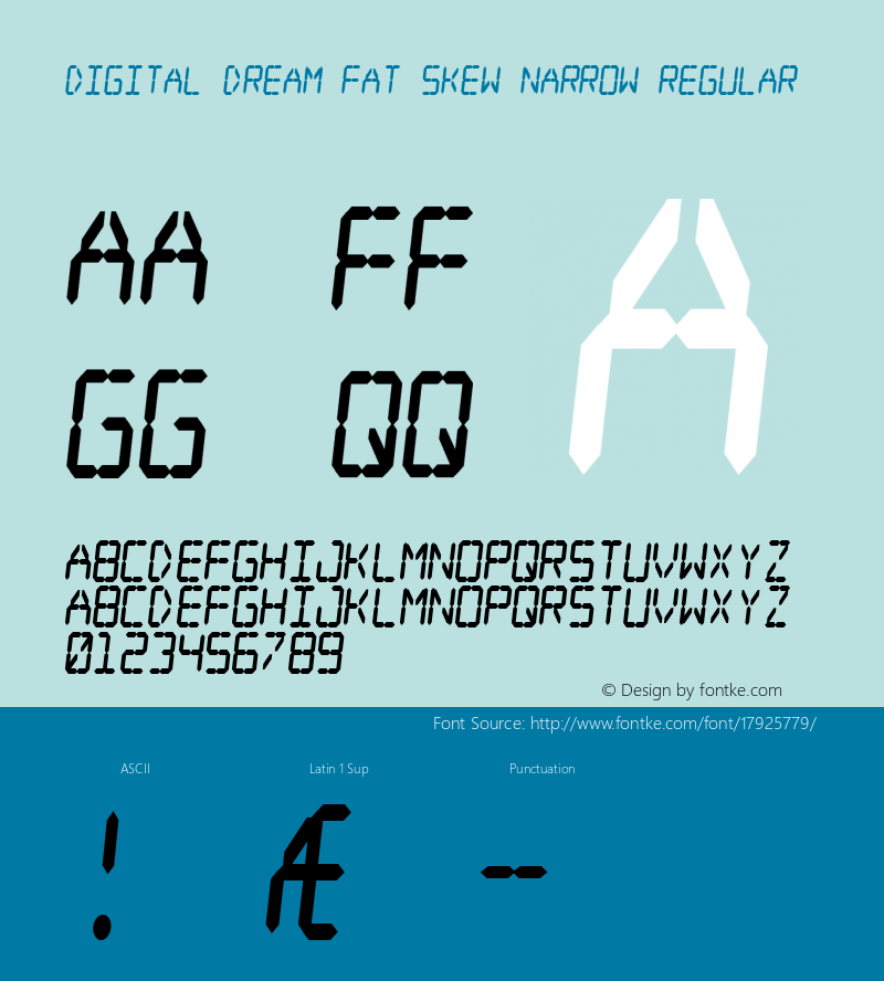 Digital dream Fat Skew Narrow Regular 2 Font Sample
