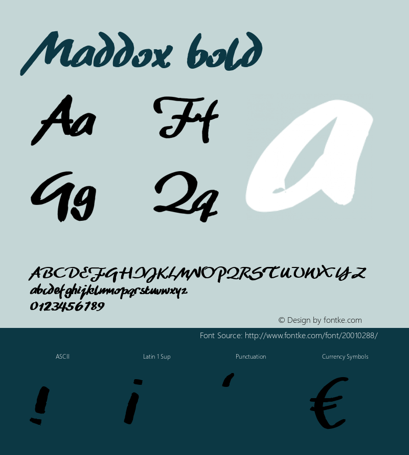 Maddox Bold Version 001.000 Font Sample