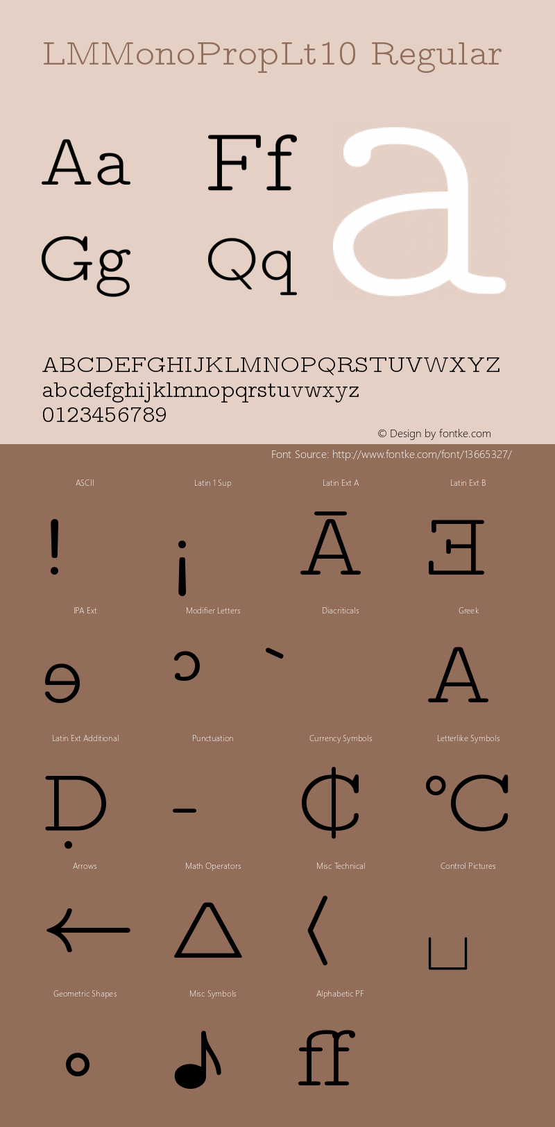 LMMonoPropLt10 Regular Version 2.004 Font Sample