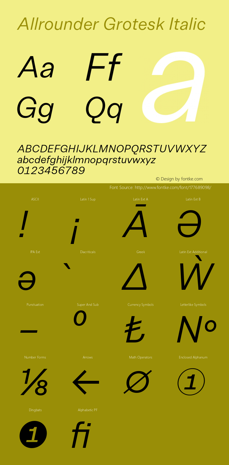 AllrounderGrotesk-RegularItalic Version 1.000;hotconv 1.0.109;makeotfexe 2.5.65596图片样张