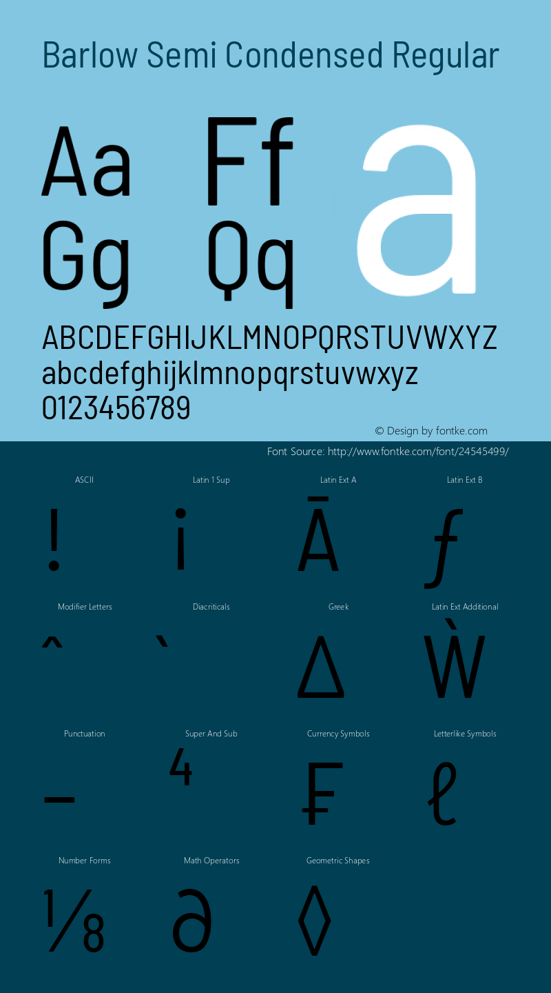 Barlow Semi Condensed Regular Version 1.101 Font Sample