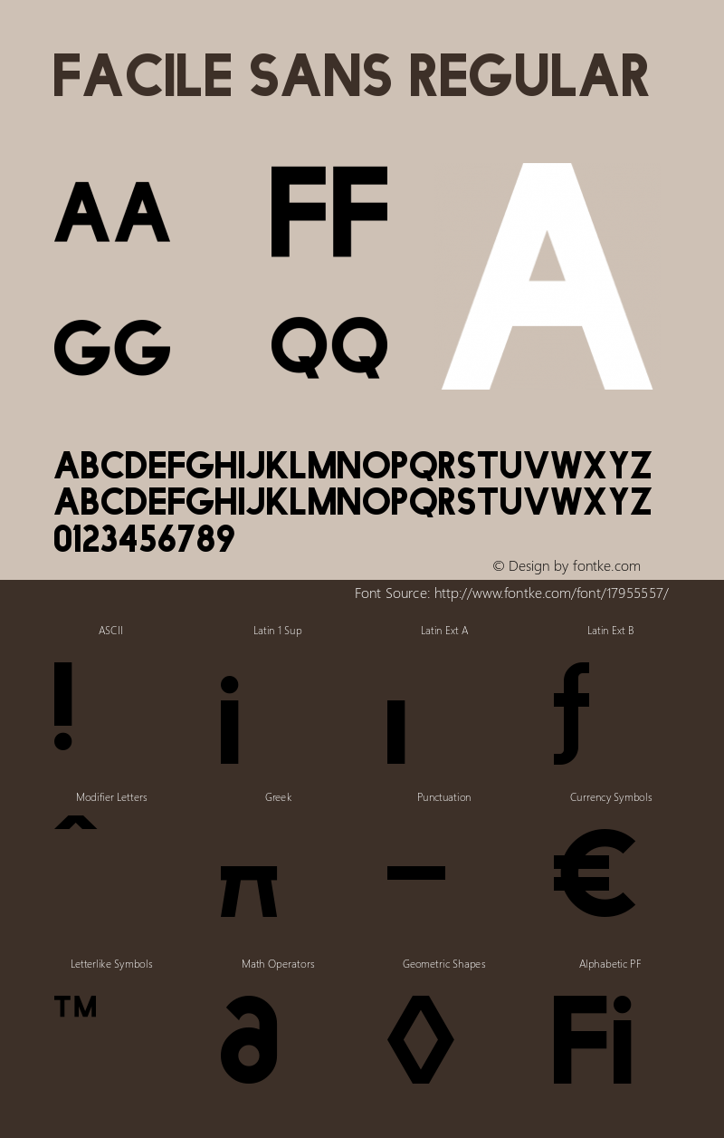 Facile Sans Regular Version 001.001 Font Sample