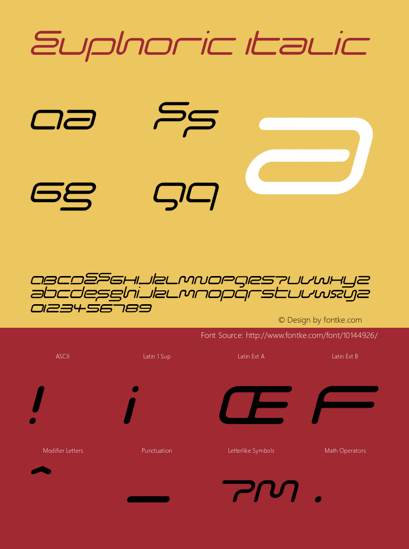 Euphoric Italic Version 001.000 Font Sample