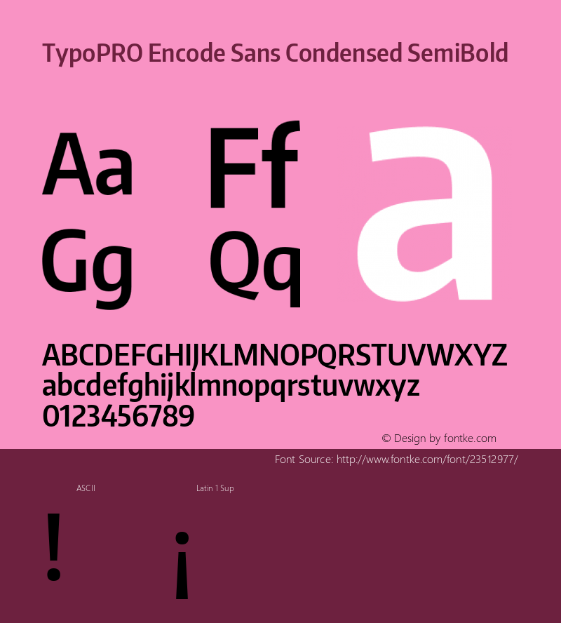 TypoPRO Encode Sans Condensed SemiBold Version 1.000; ttfautohint (v1.00) -l 8 -r 50 -G 200 -x 14 -D latn -f none -w G Font Sample