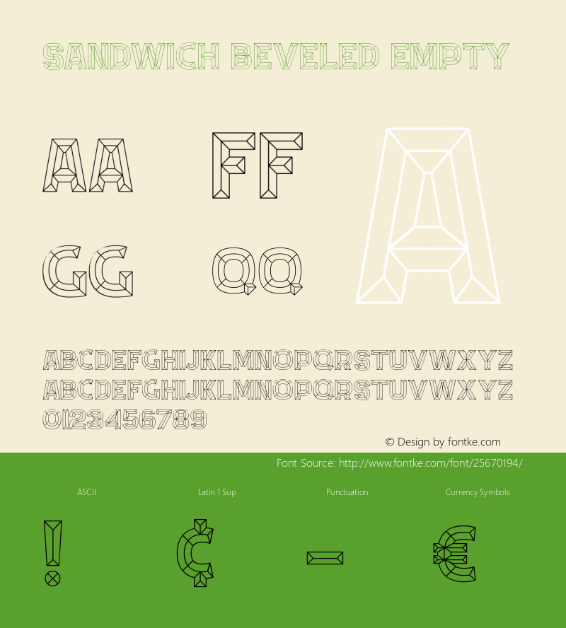 Sandwich Beveled Empty Version 1.000;PS 001.000;hotconv 1.0.88;makeotf.lib2.5.64775; ttfautohint (v1.6) Font Sample