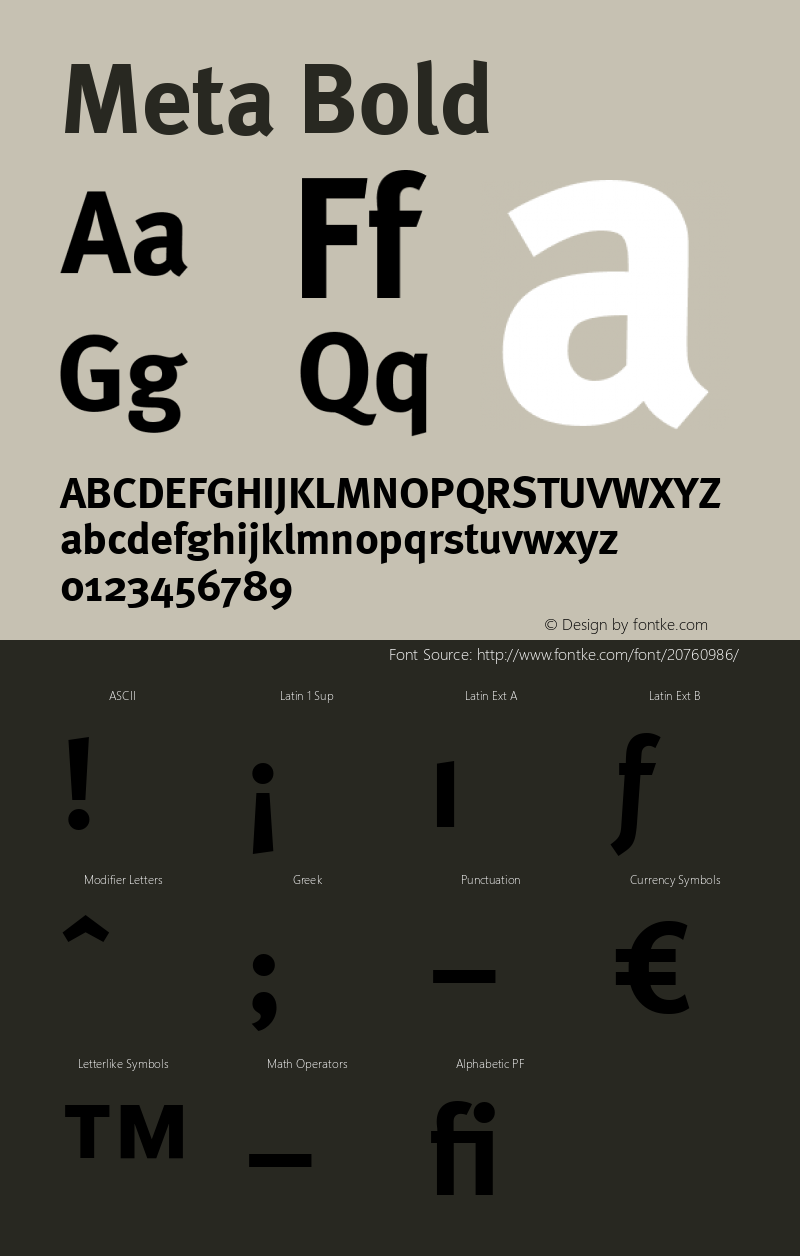 Meta Bold Version 5.101; 1999 Font Sample