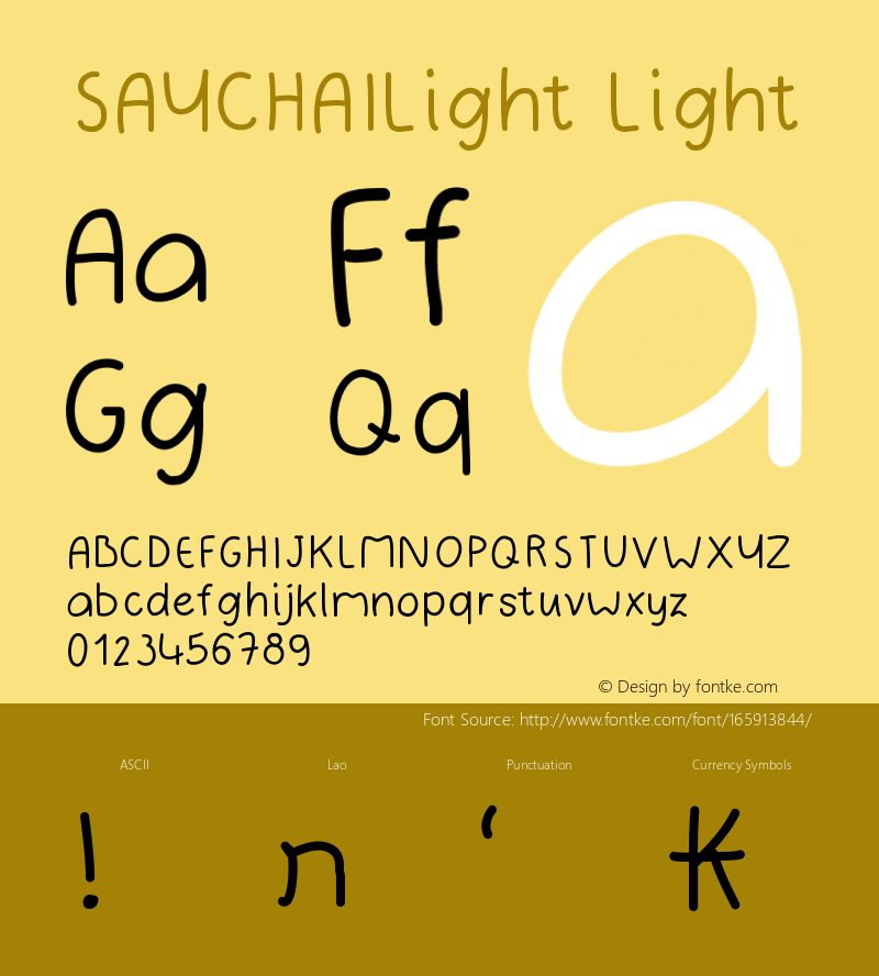 SAYCHAILight Version 001.000 Font Sample