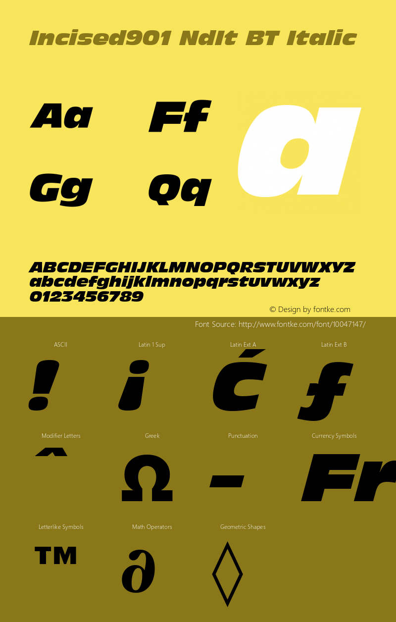 Incised901 NdIt BT Italic mfgpctt-v1.53 Friday, January 29, 1993 2:59:49 pm (EST) Font Sample