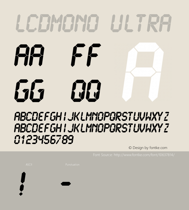 LCDMono Ultra Altsys Fontographer 4.0.4 1999/10/30 Font Sample