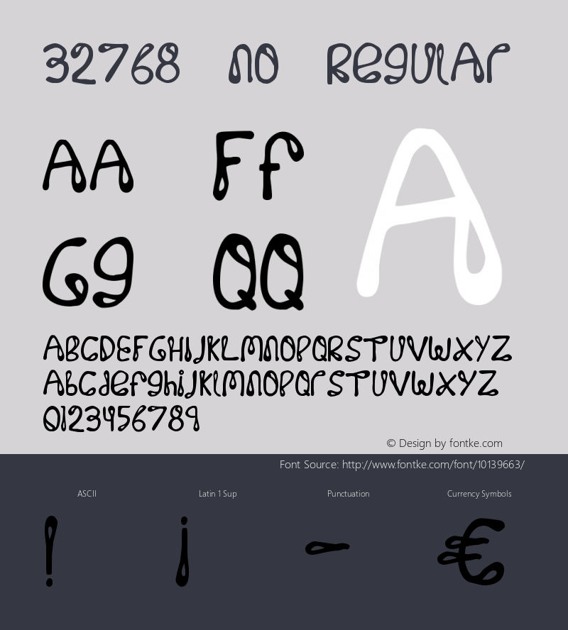 32768 NO Regular Version 1.00: 7.25.99 Revision 1 Font Sample