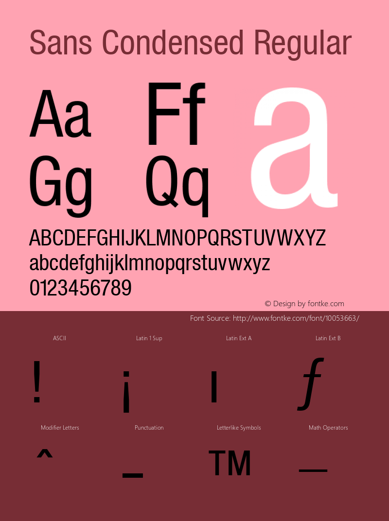 Sans Condensed Regular 001.000 Font Sample