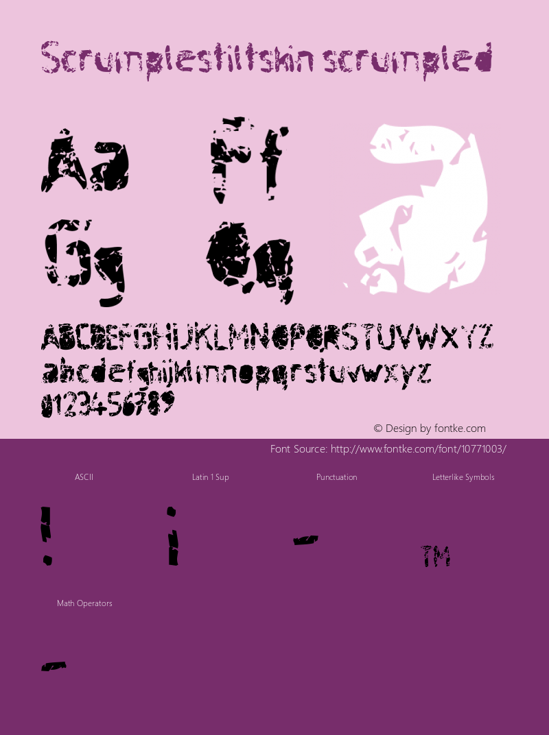 Scrumplestiltskin scrumpled Fontographer 4.7 17/1/07 FG4M­0000002045 Font Sample