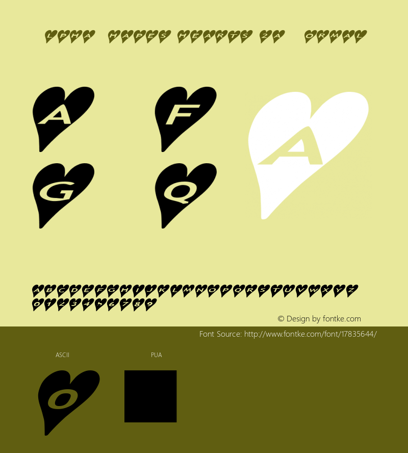 AlphaShapes hearts 2a Normal 1.0 - January 2006 - freeware font Font Sample