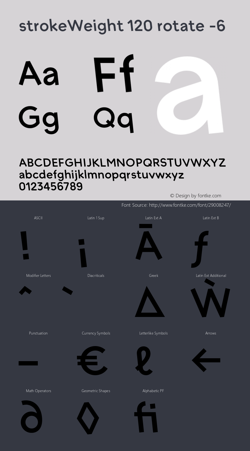 strokeWeight-120rotateL06 Version 1.007 Font Sample