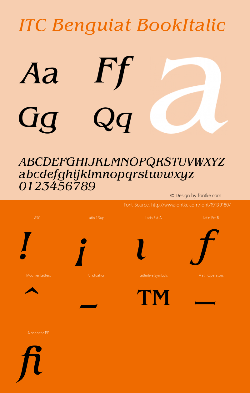 ITC Benguiat Book Italic Version 001.000 Font Sample