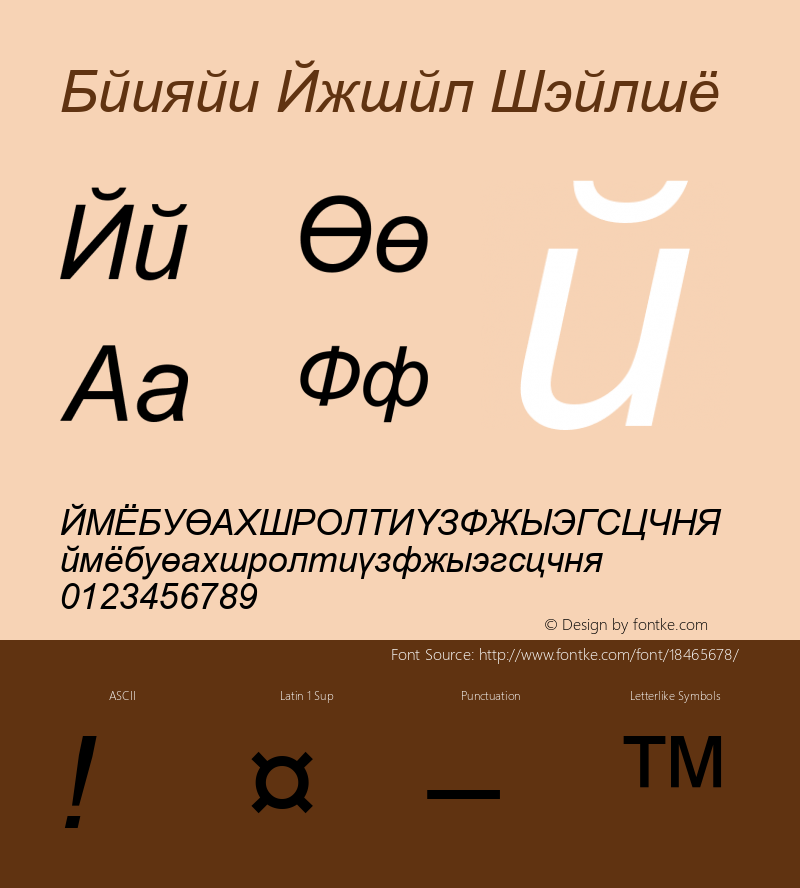 Danzan Arial Italic Version 1.0 Font Sample