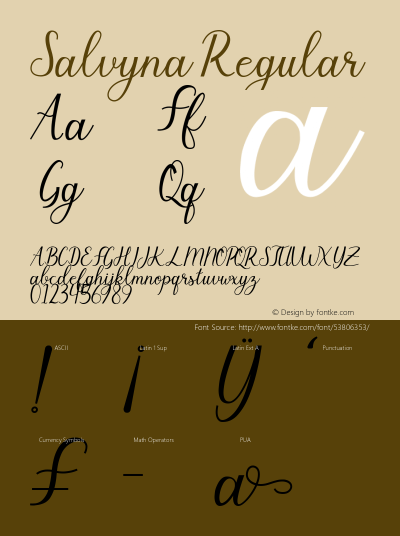 Salvyna Version 1.00;January 17, 2020;FontCreator 12.0.0.2525 64-bit Font Sample