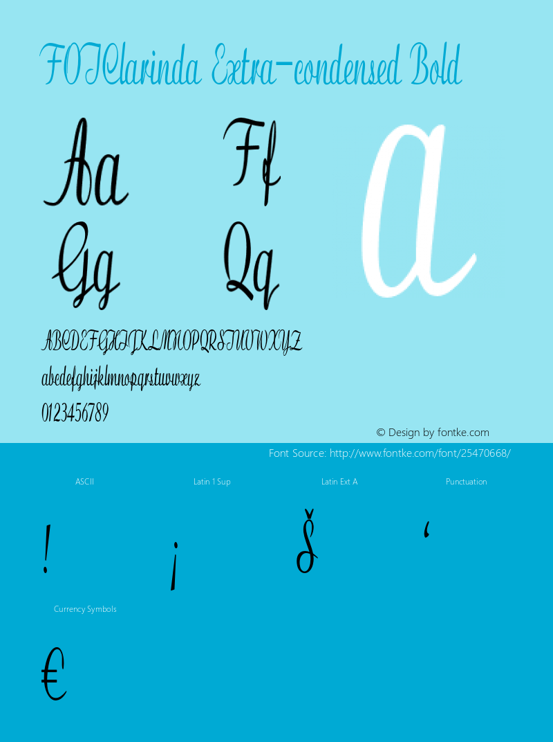 FOTClarinda-ExtracondensedBold Version 1.000 Font Sample