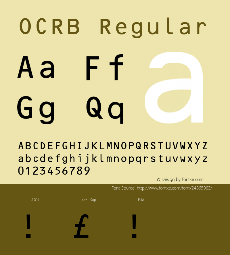 OCRB mfgpctt-v1.56 Tuesday, February 16, 1993 7:35:01 am (EST) Font Sample