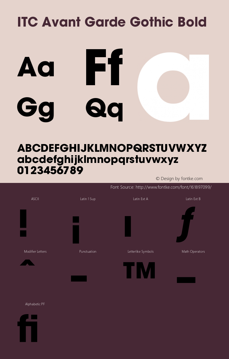 AvantGarde-Bold 001.000 Font Sample