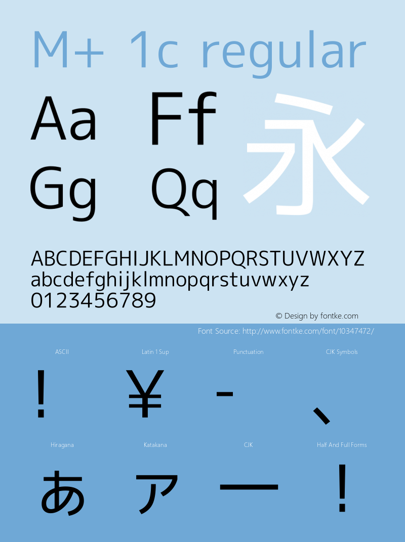 M+ 1c regular Version 1.018 Font Sample