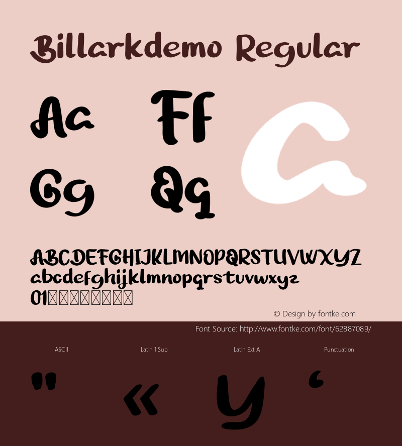 BillarkdemoRegular Version 1.002;Fontself Maker 3.5.1 Font Sample