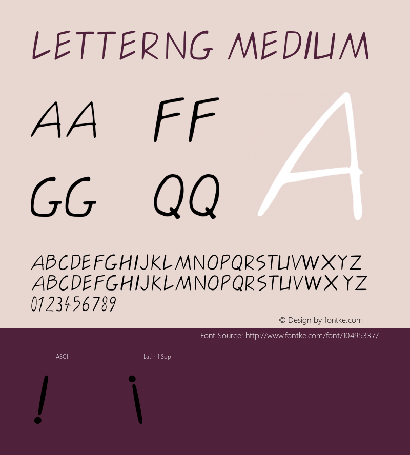 letterng medium Version 001.000 Font Sample